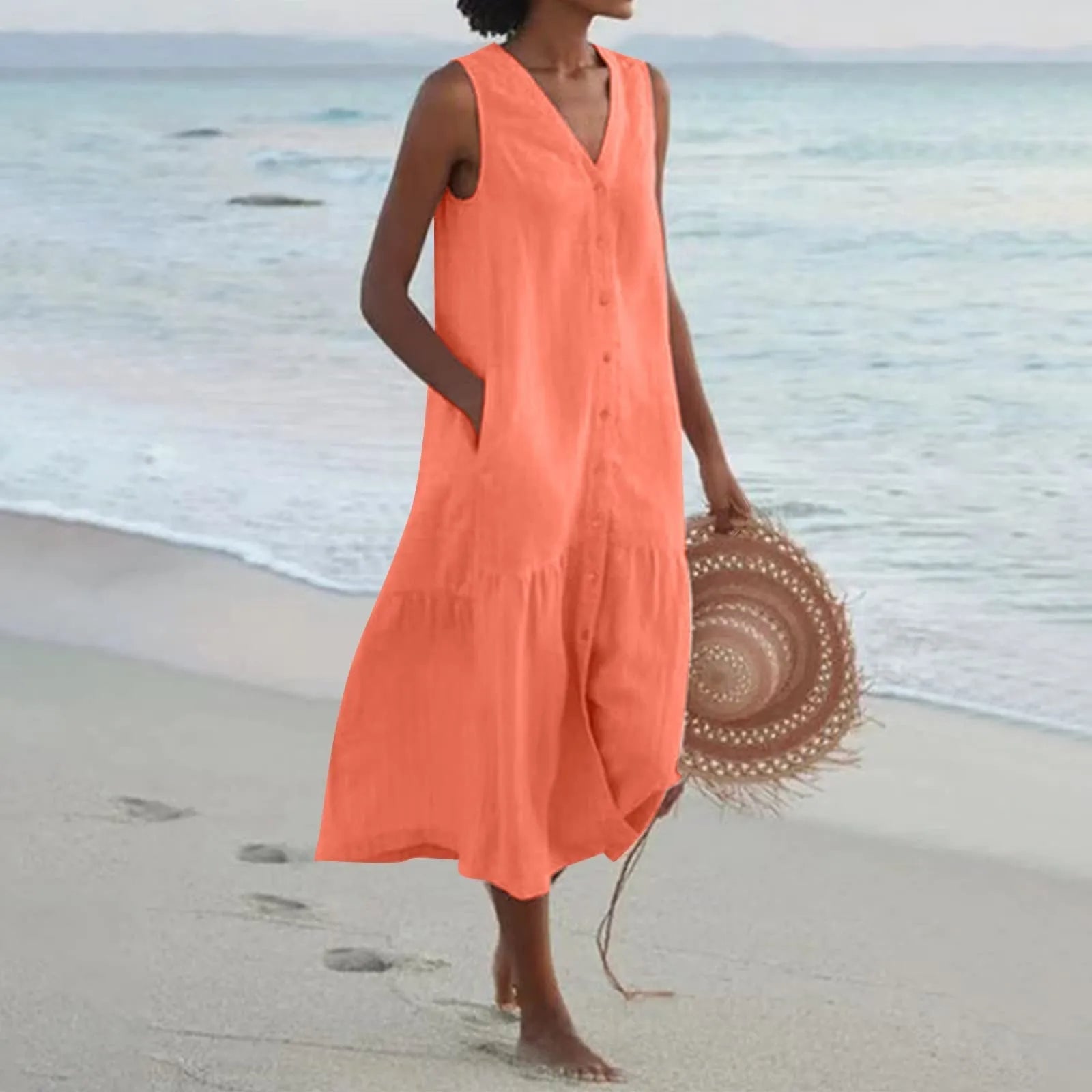 Elegantes V-Ausschnitt Damenkleid für Festliche Anlässe-5