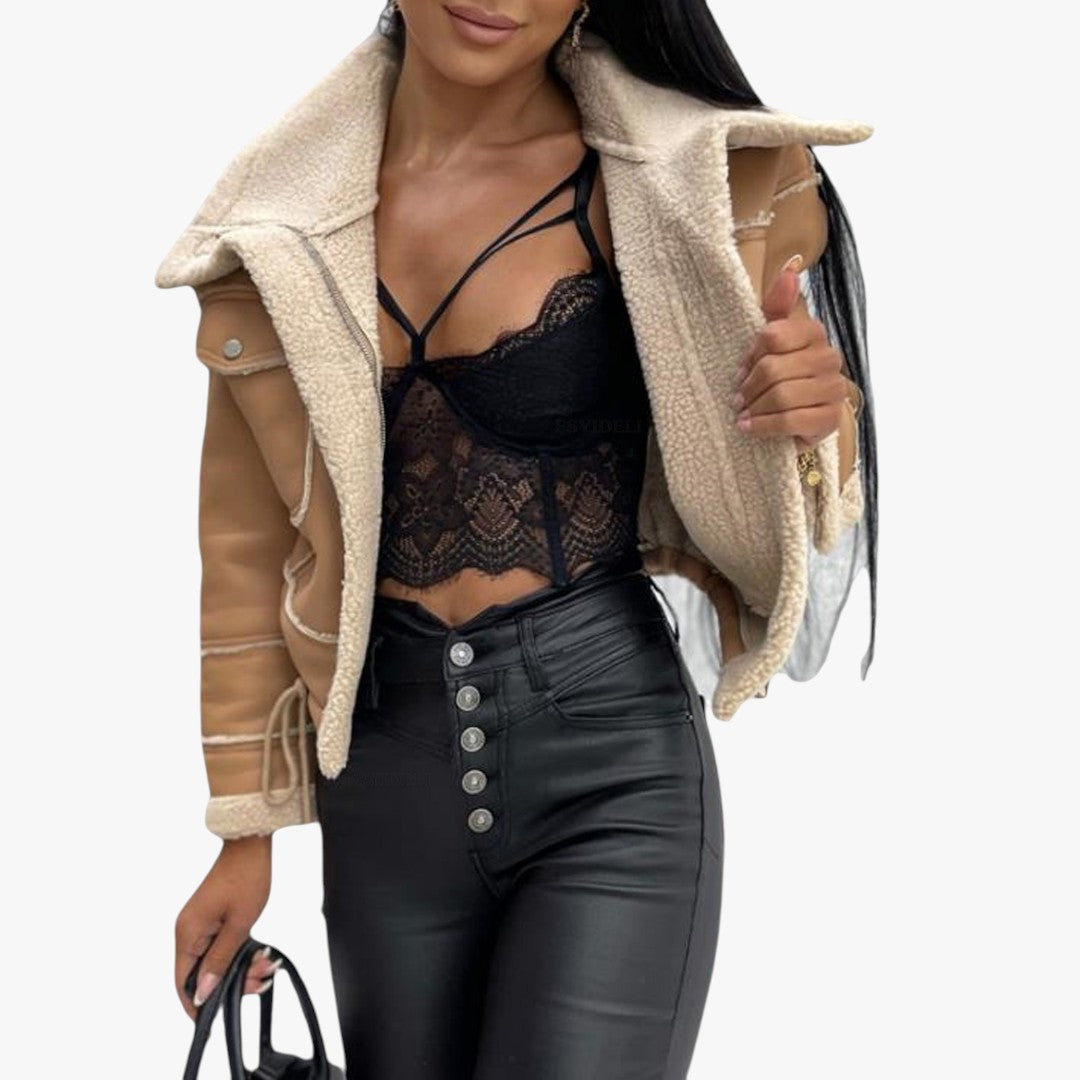 Damen Winterjacke mit Reißverschluss und Taschen | Kurz