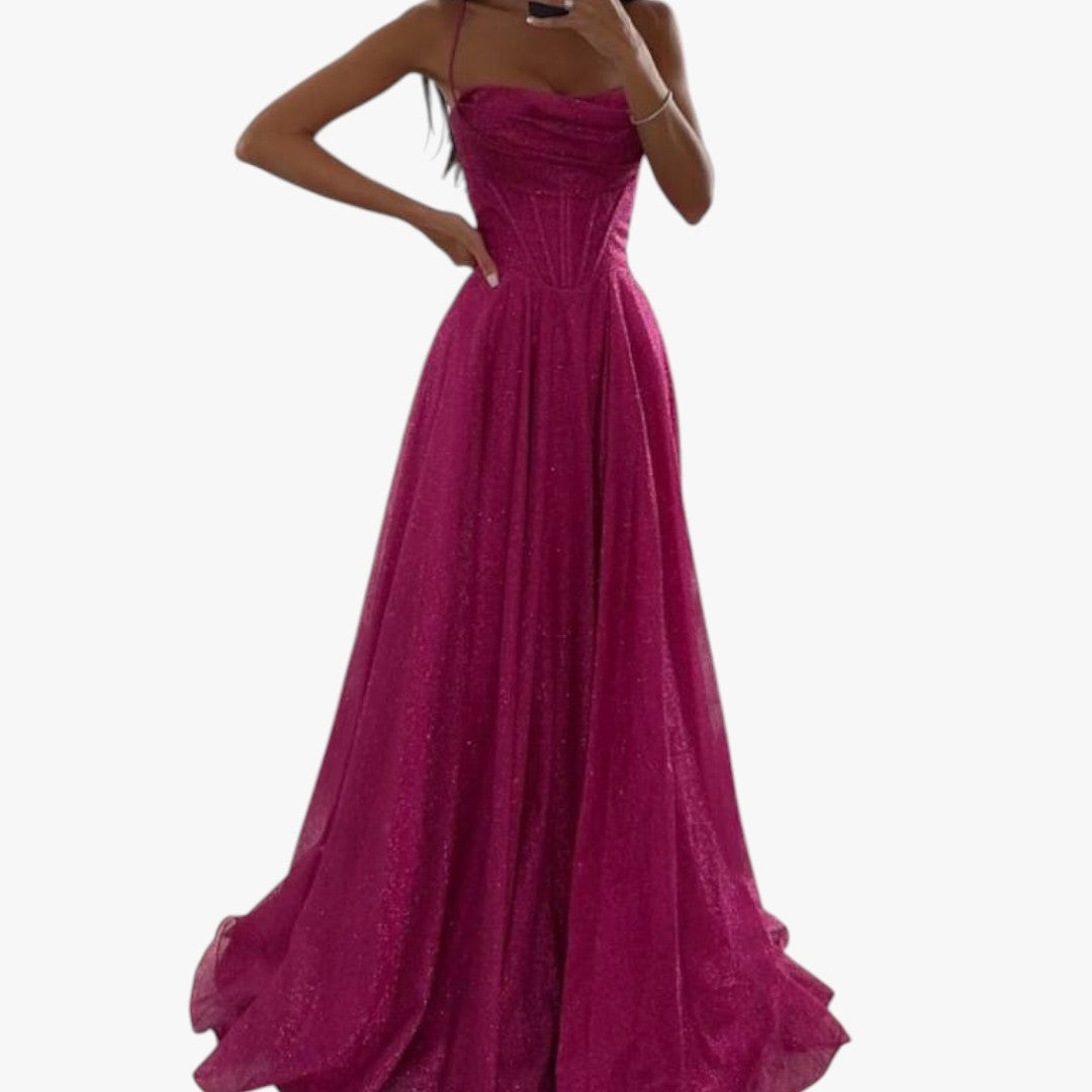 Damen Hochzeitsabendkleid mit Glitzer | Maxi