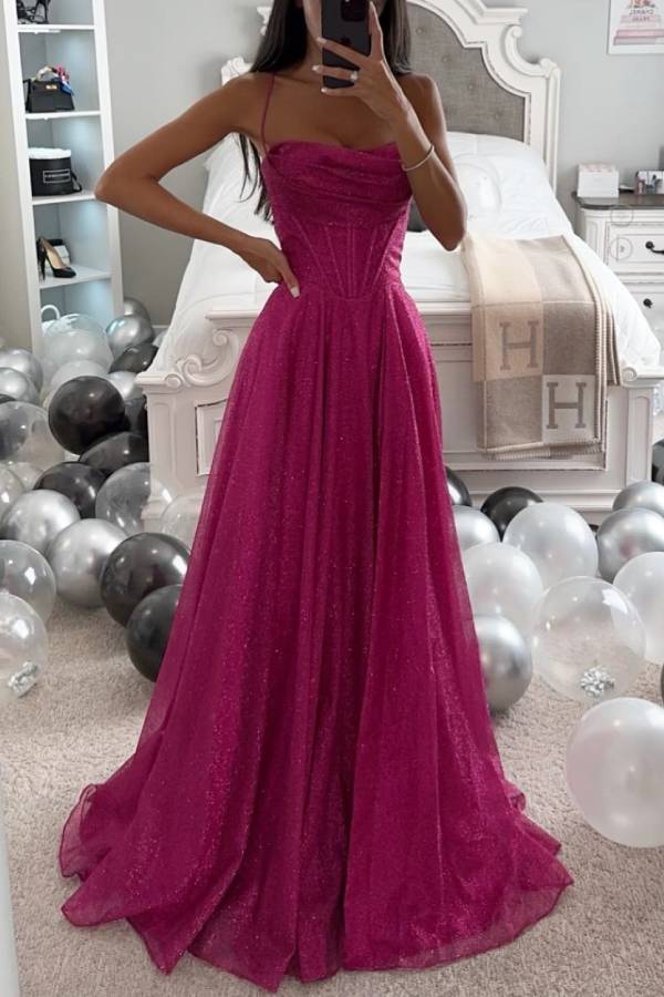 Damen Hochzeitsabendkleid mit Glitzer | Maxi