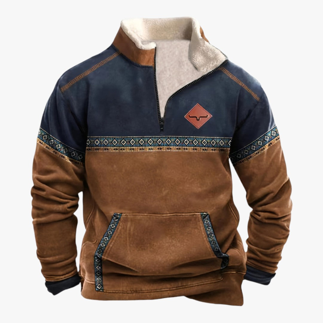Gefütterter Herrenpullover mit Reißverschluss