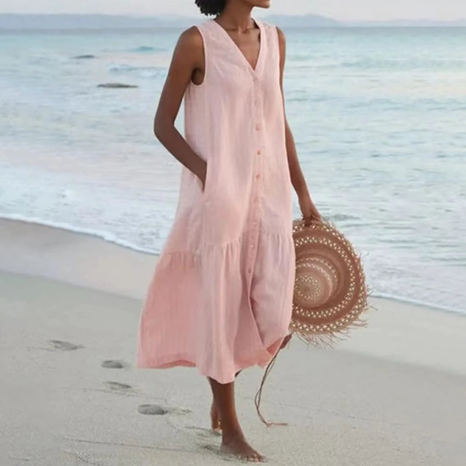 Elegantes V-Ausschnitt Damenkleid für Festliche Anlässe-3