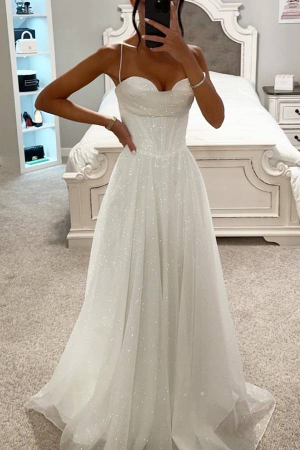 Damen Hochzeitsabendkleid mit Glitzer | Maxi