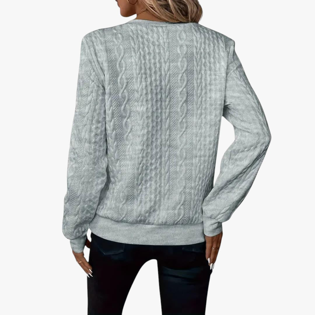 Damen Zopfmusterpullover mit Reißverschluss