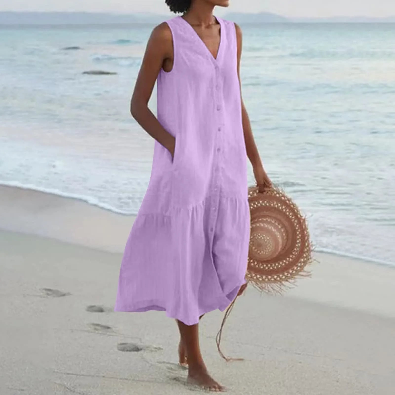 Elegantes V-Ausschnitt Damenkleid für Festliche Anlässe-6