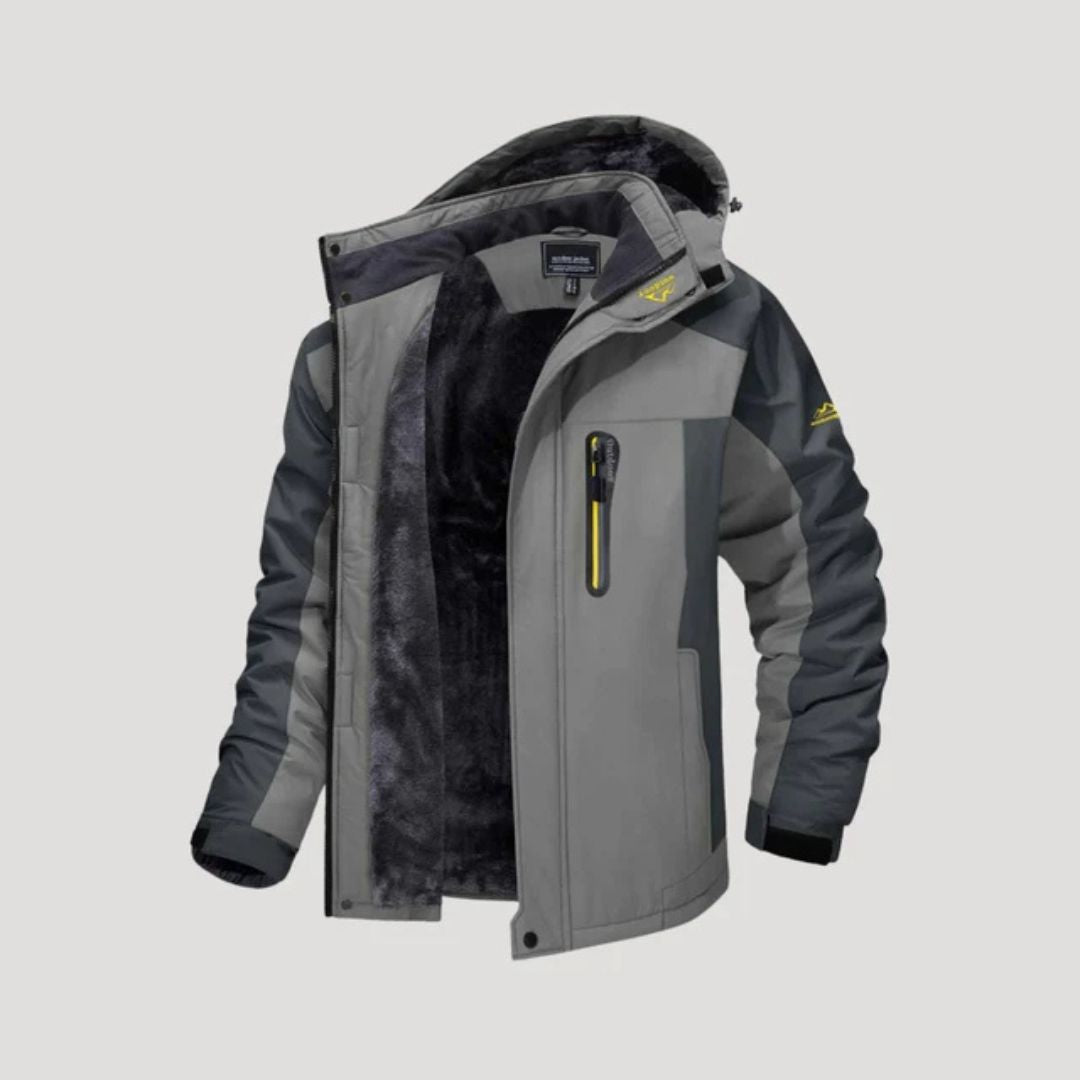 Herren Fleece Winterjacke mit Kapuze und Reißverschluss | Kurz