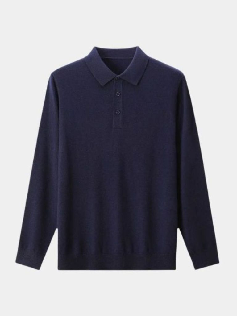 Wollstrick Polo Pullover mit Knöpfen – Stilvoller Komfort