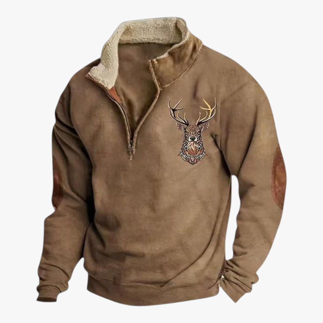 Herrenpullover mit Reißverschluss und gefüttertem Kragen