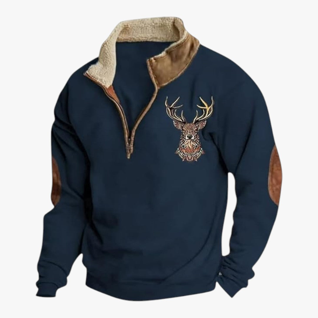Herrenpullover mit Reißverschluss und gefüttertem Kragen