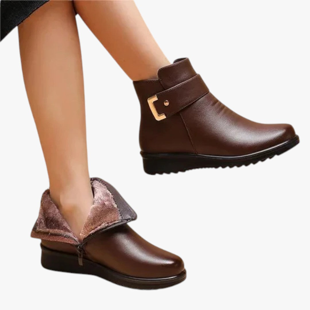 Damen-Stiefeletten mit Riemchen und Futter
