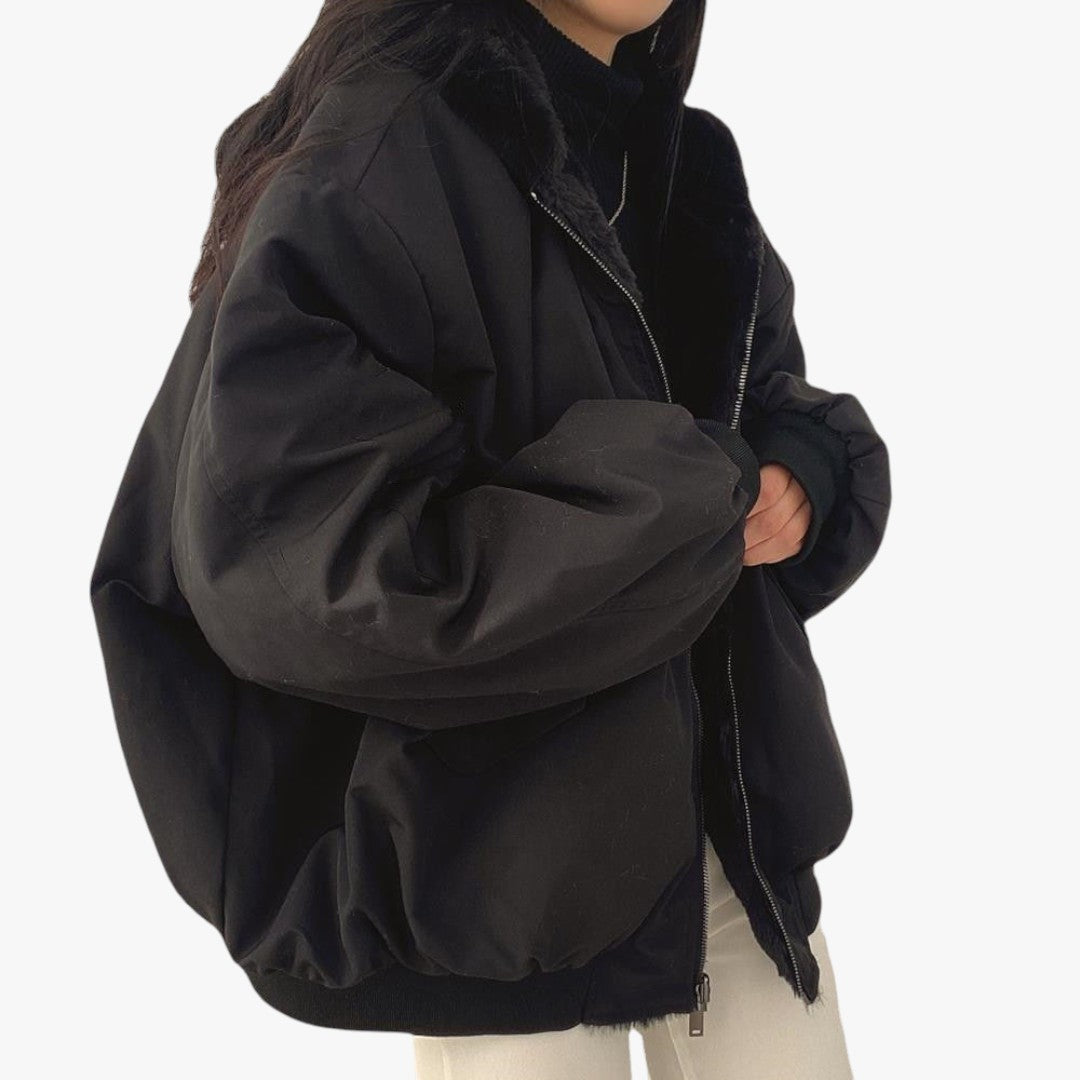 Damen Warme Bomber Winterjacke | Kurz