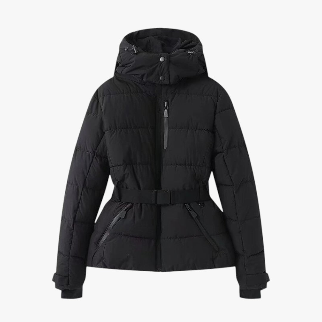 Damen Winter Skijacke mit Gürtel | Kurz