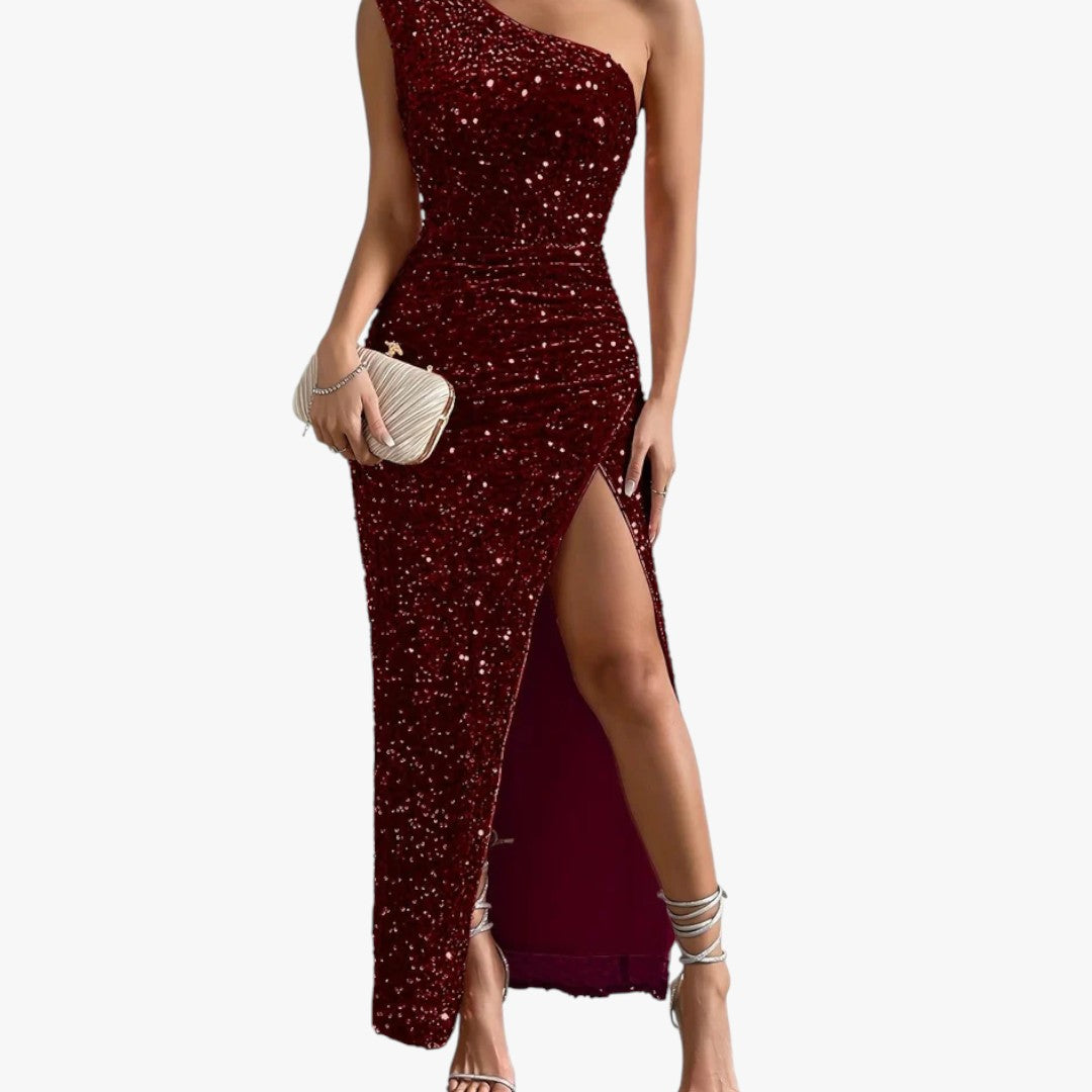 Damen Abendkleid mit Pailletten und Glitzer | Maxi