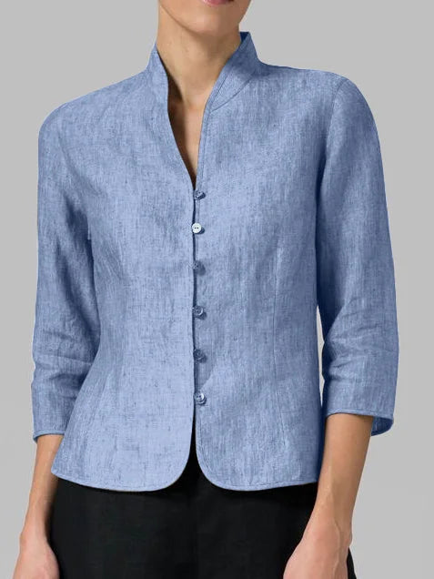 Variant image for Elegante Bluse Damen Stehkragen Chambray - Stilvoll & Vielseitig-1