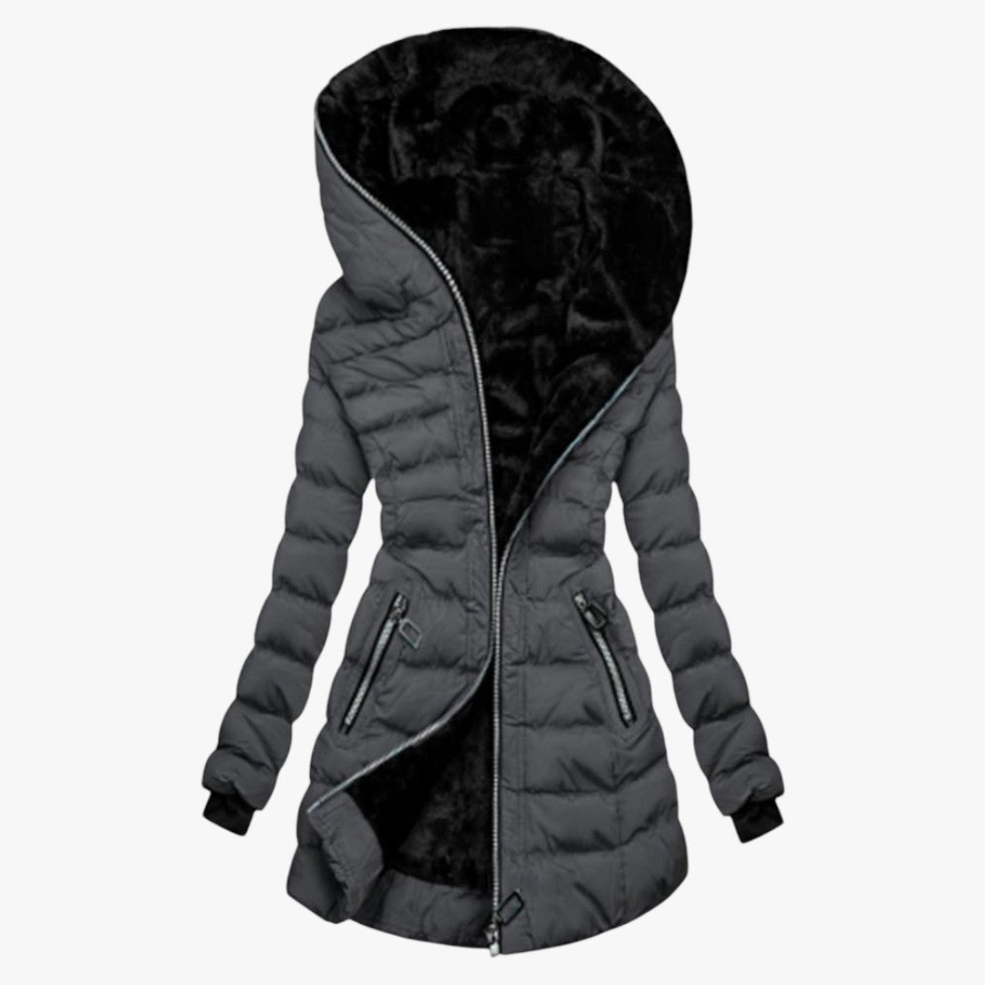 Damen Daunen Winterjacke mit Kapuze | lang