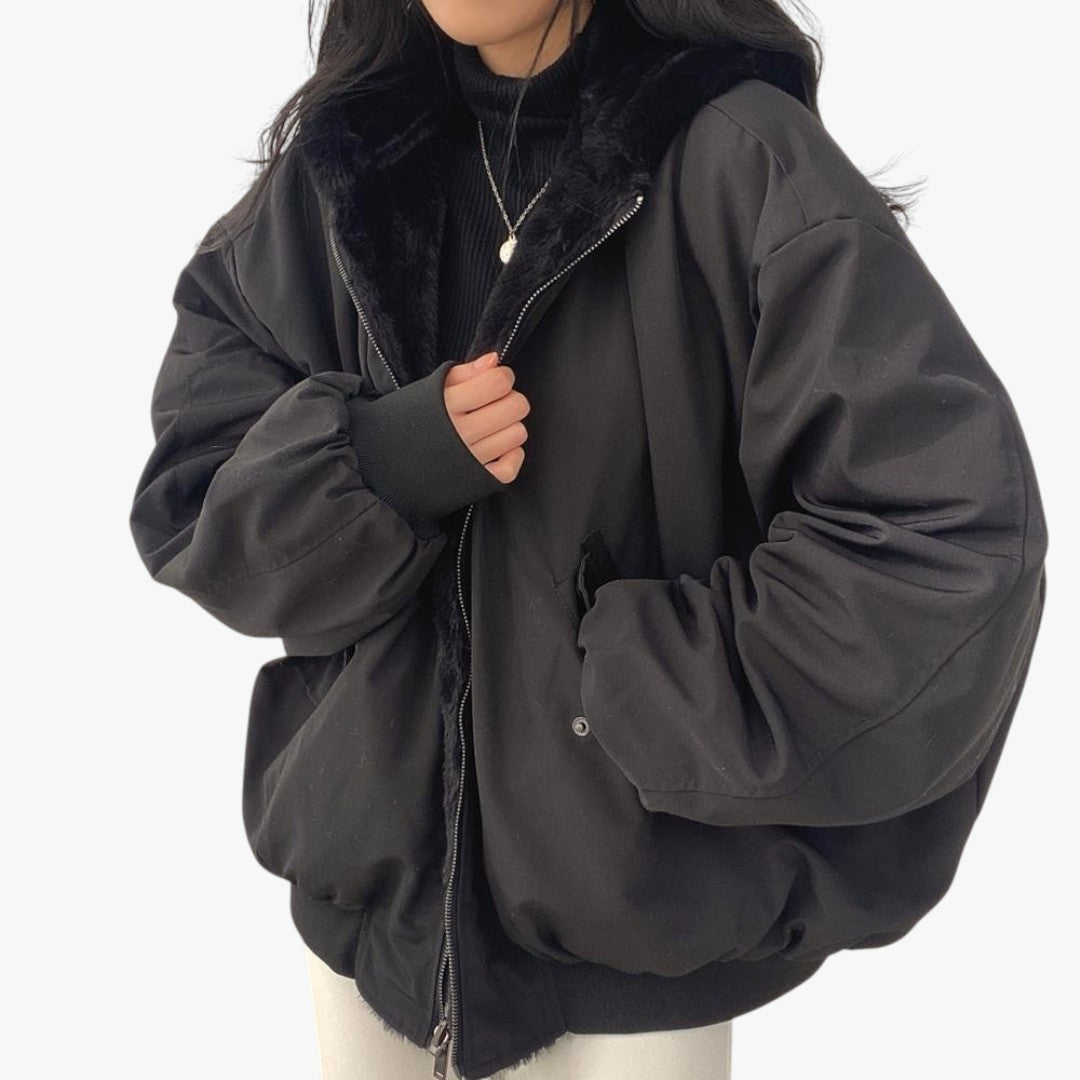 Damen Warme Bomber Winterjacke | Kurz