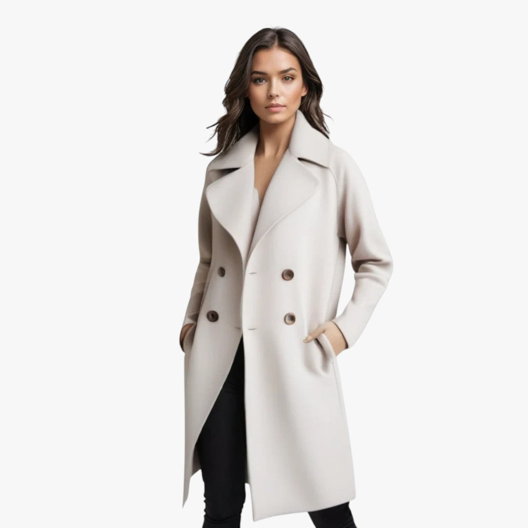 Damen Winter Trenchcoat mit Knöpfen und Gürtel