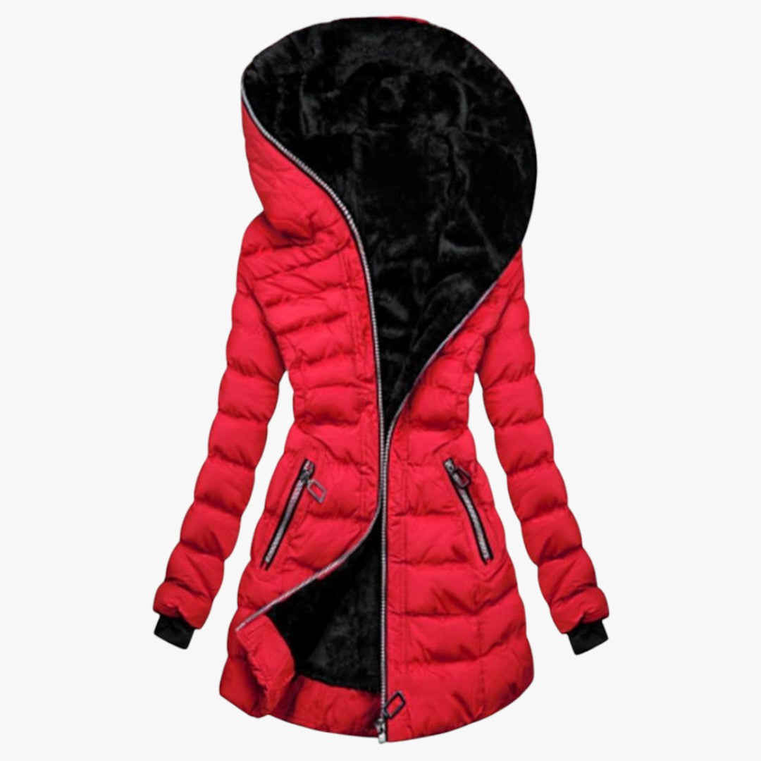 Damen Daunen Winterjacke mit Kapuze | lang