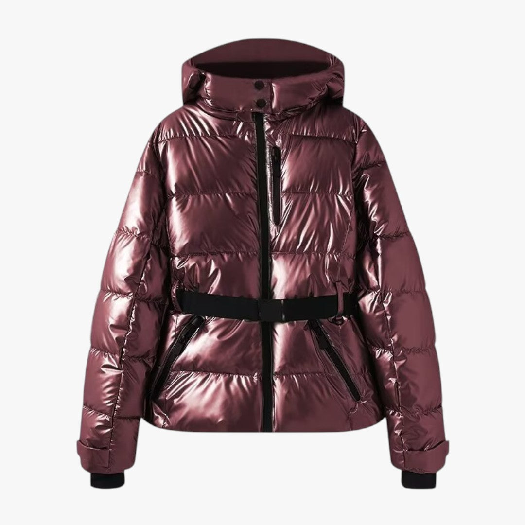Damen Winter Skijacke mit Gürtel | Kurz