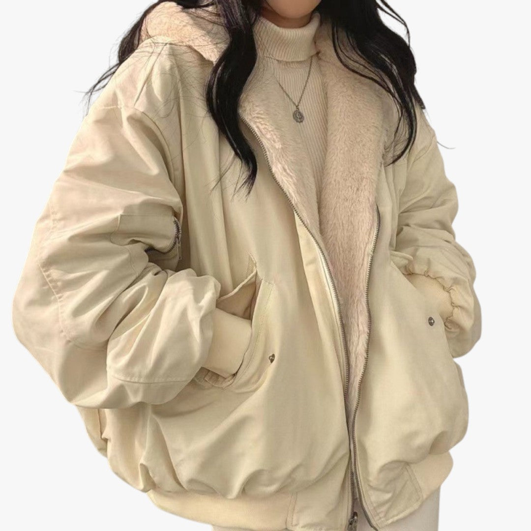 Damen Warme Bomber Winterjacke | Kurz