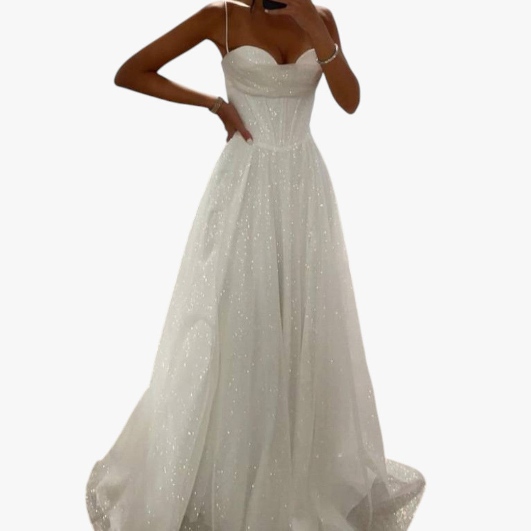 Damen Hochzeitsabendkleid mit Glitzer | Maxi