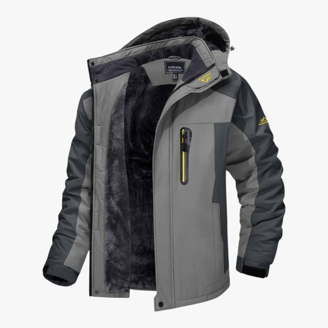 Herren Fleece Winterjacke mit Kapuze und Reißverschluss | Kurz