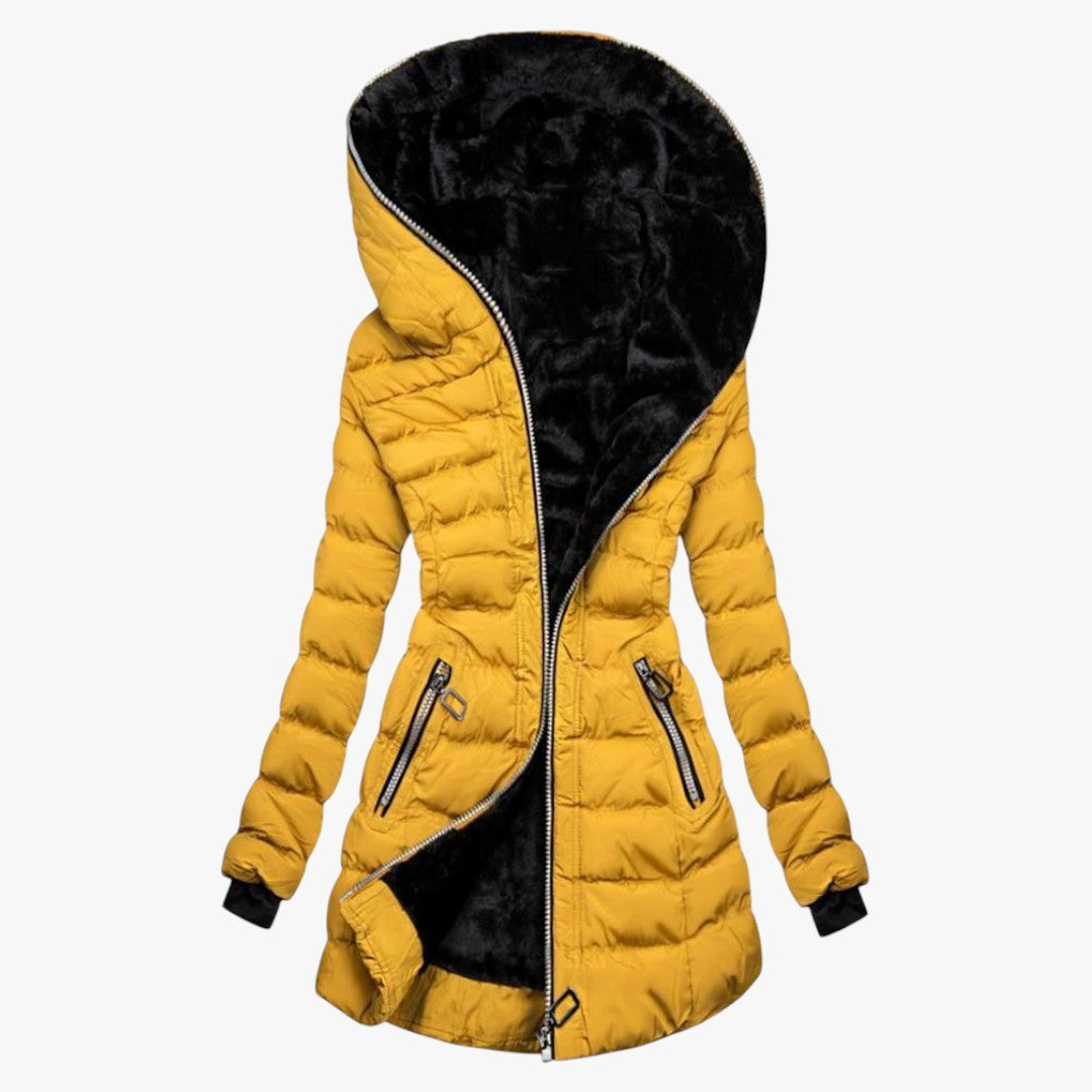 Damen Daunen Winterjacke mit Kapuze | lang