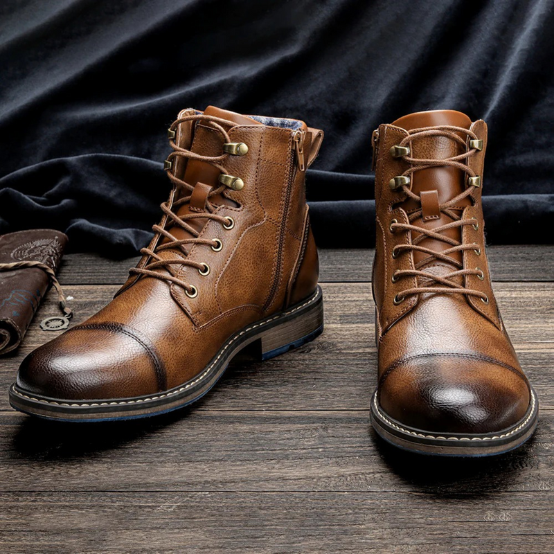 Herren Vintage Winterstiefel mit Reißverschluss | Schuhe Mit Schnürung