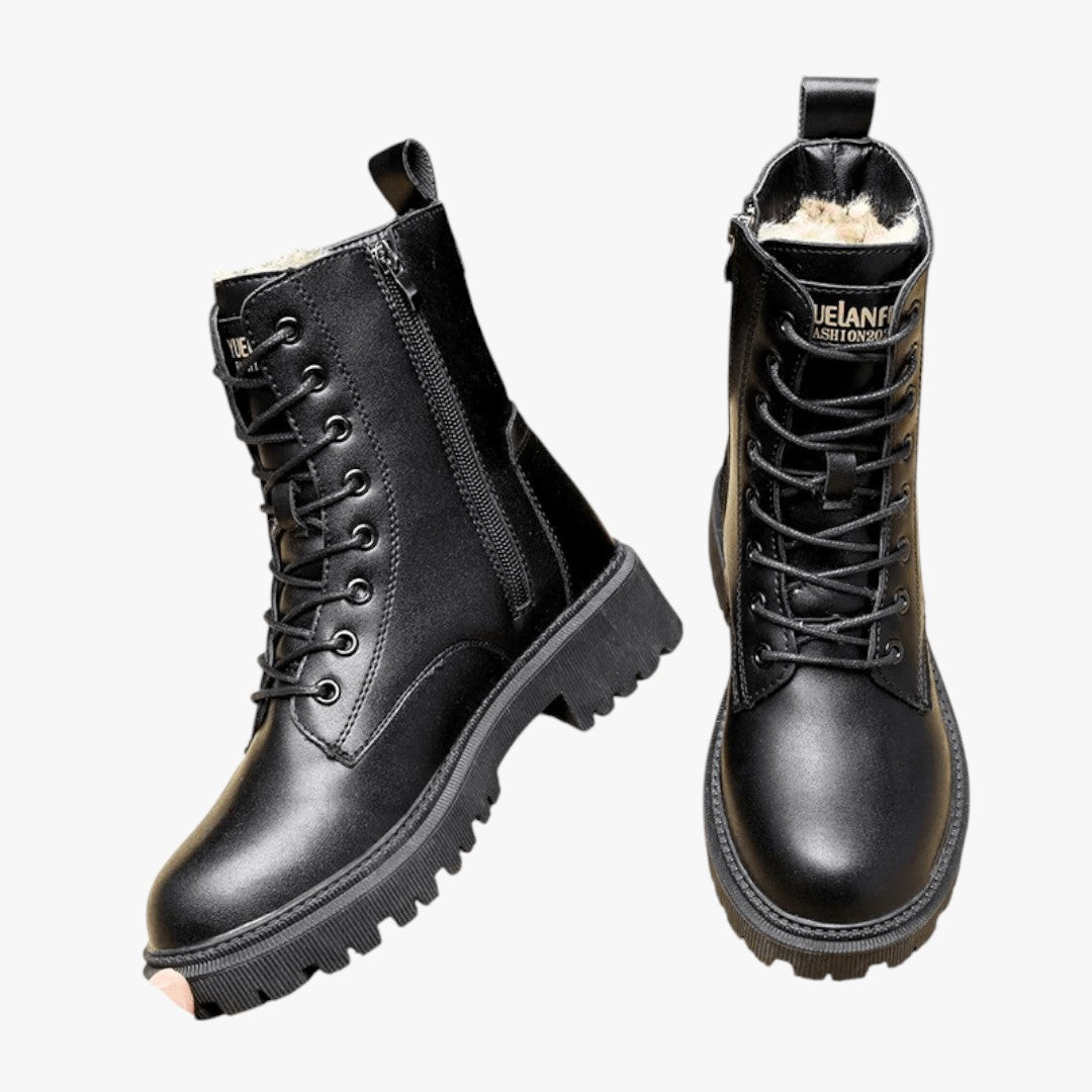 Hohe Damen Winterstiefel mit Schnürung und dicker Sohle
