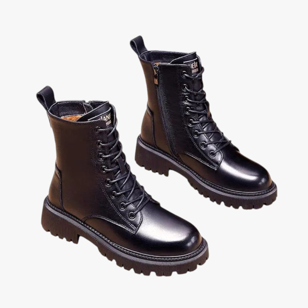Hohe Damen Winterstiefel mit Schnürung und dicker Sohle