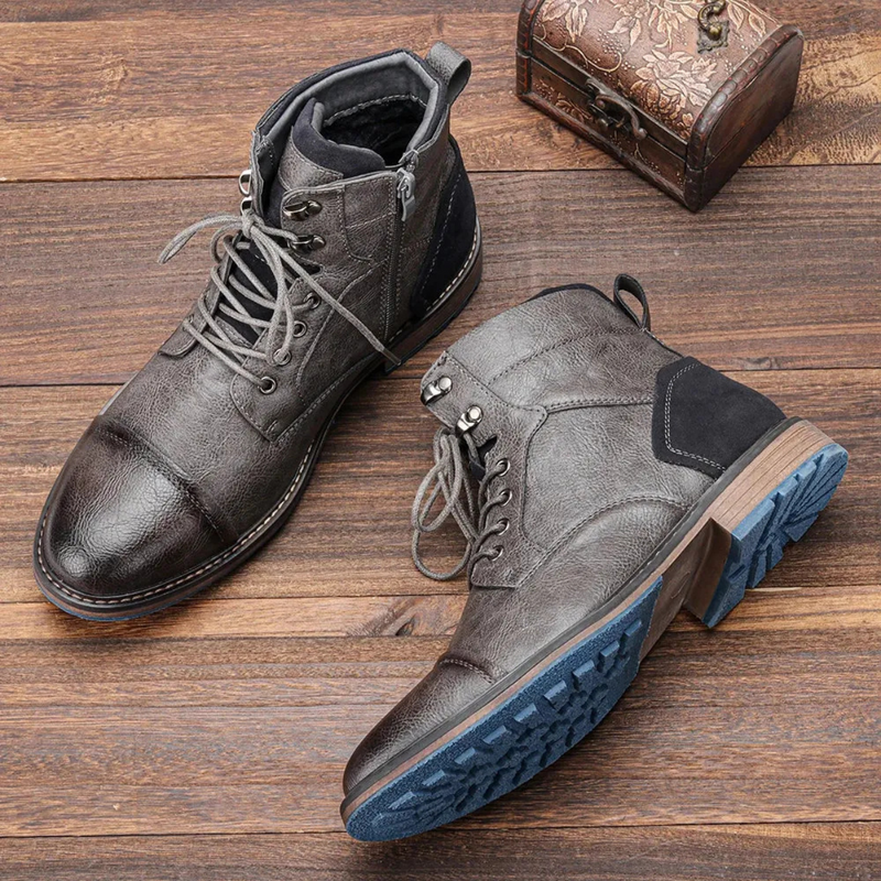 Herren Vintage Winterstiefel mit Reißverschluss | Schuhe Mit Schnürung