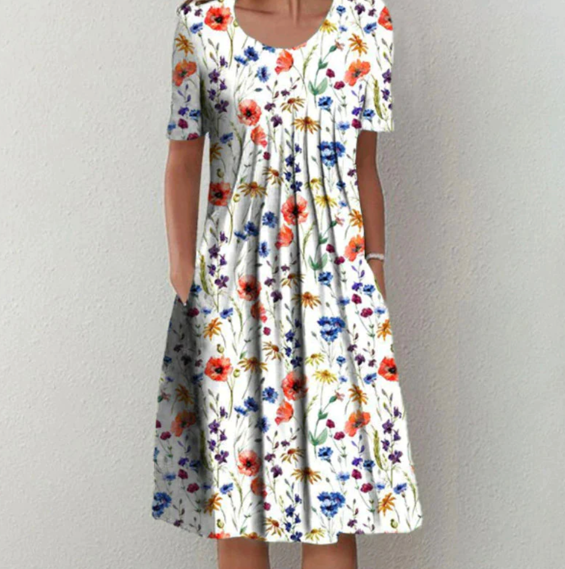 Lässiges Damen midi Sommerkleid mit Blumenmuster