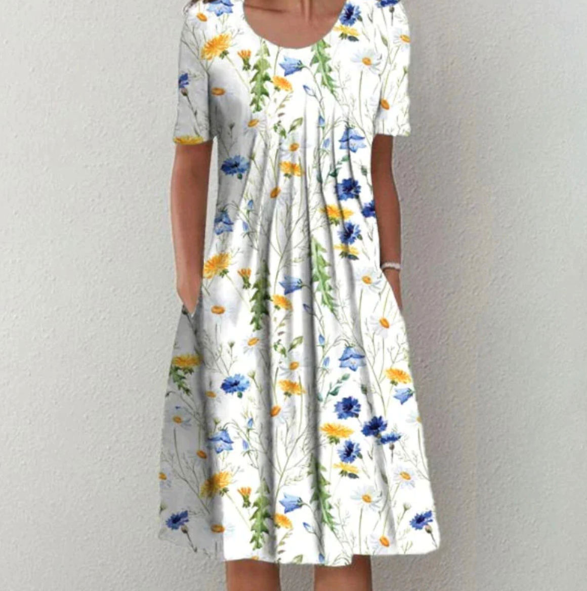 Lässiges Damen midi Sommerkleid mit Blumenmuster