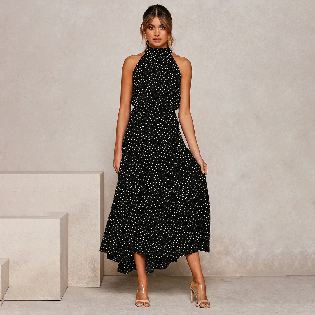 Variant image for Damen Kleid A-Linie Grün mit Punkten, Elegantes Sommerkleid für Frauen-17