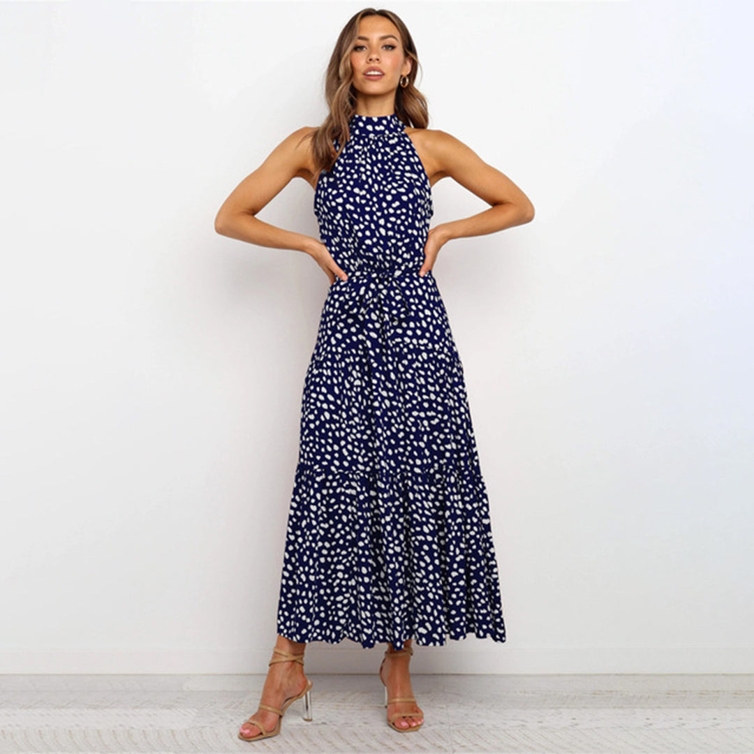 Variant image for Damen Kleid A-Linie Grün mit Punkten, Elegantes Sommerkleid für Frauen-25