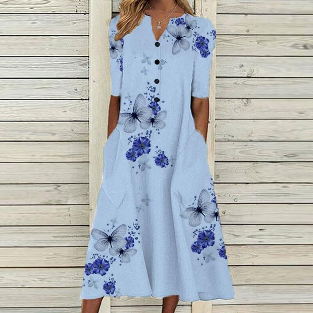 Damen Sommerkleid Floral Grün - Leichtes, Atmungsaktives Kleid für Verschiedene Anlässe 5