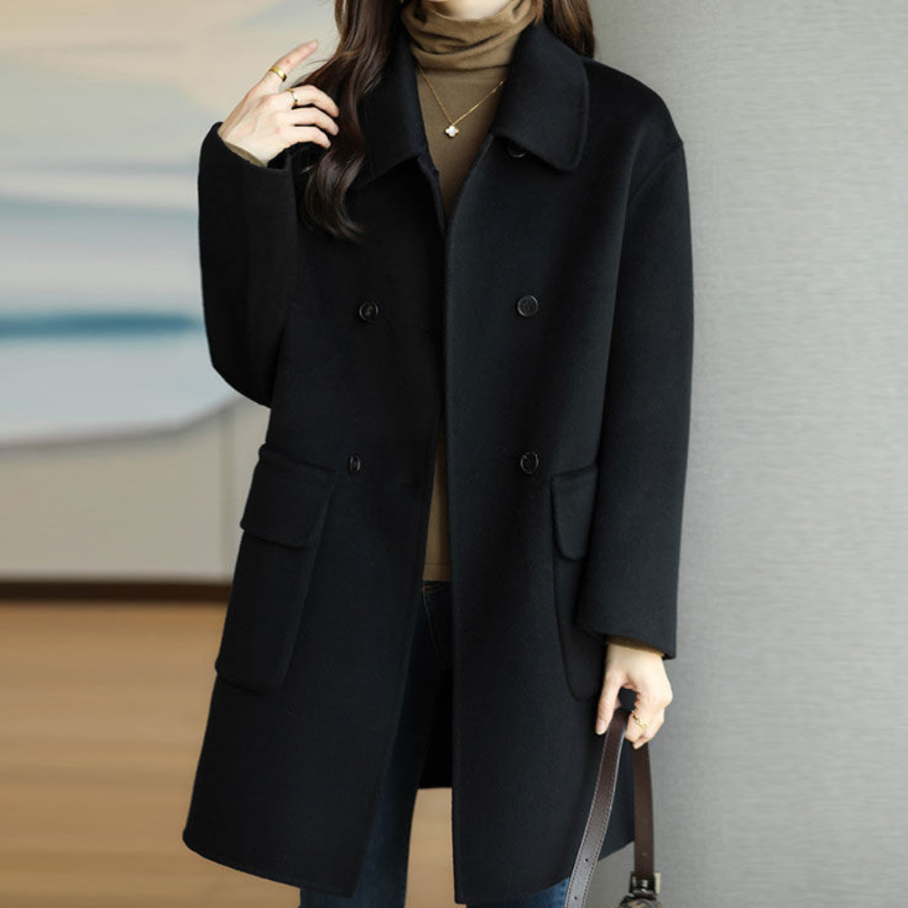 Zweireihiger Wintermantel für Damen | Knöpfe