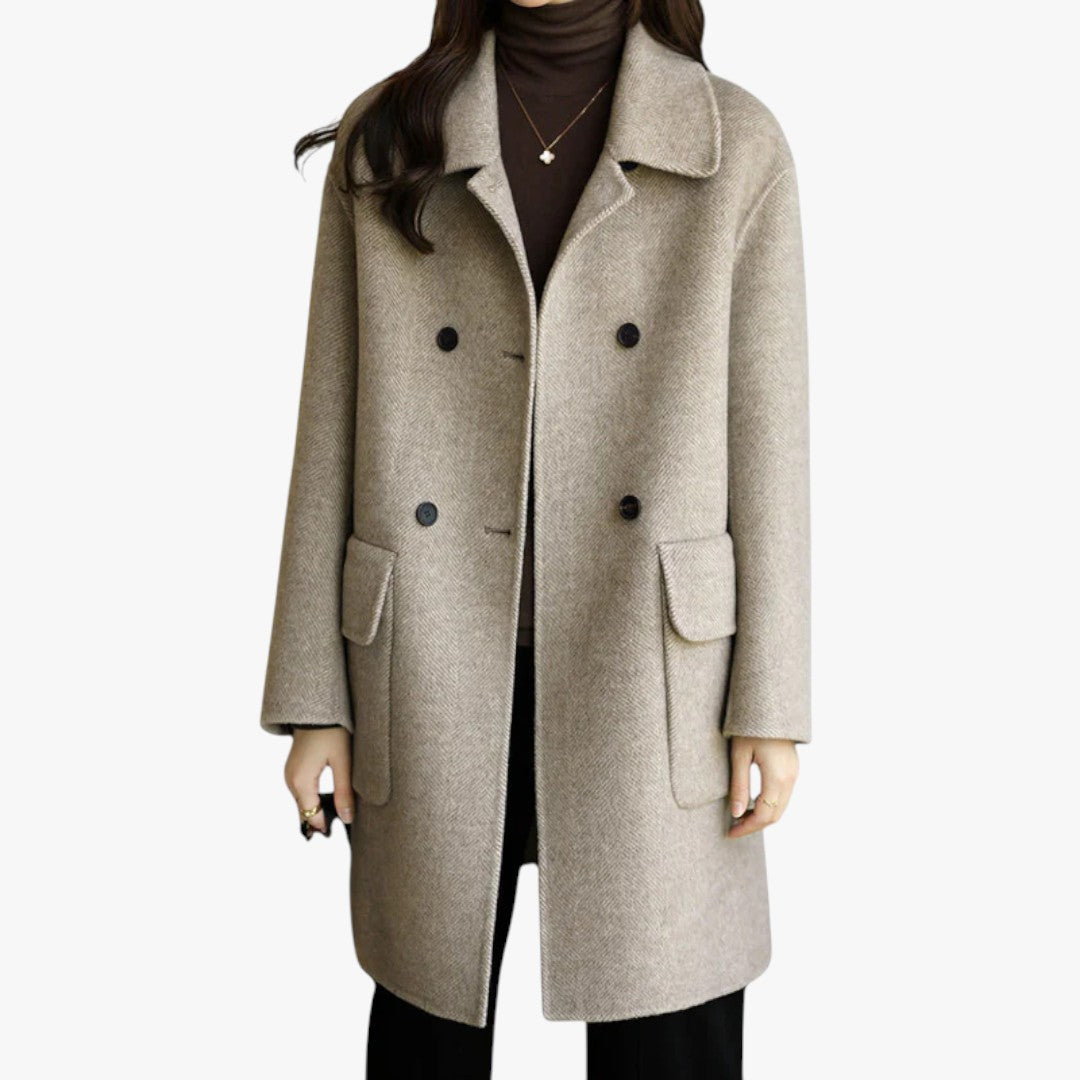 Zweireihiger Wintermantel für Damen | Knöpfe