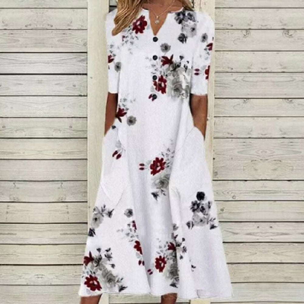 Damen Sommerkleid Floral Grün - Leichtes, Atmungsaktives Kleid für Verschiedene Anlässe 4