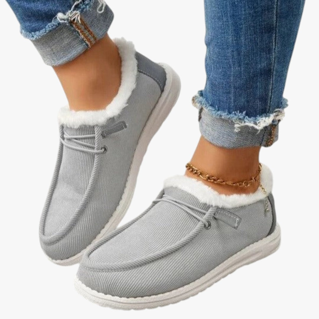 Damen Slip-On Winterschuhe mit Futter und Schnürung