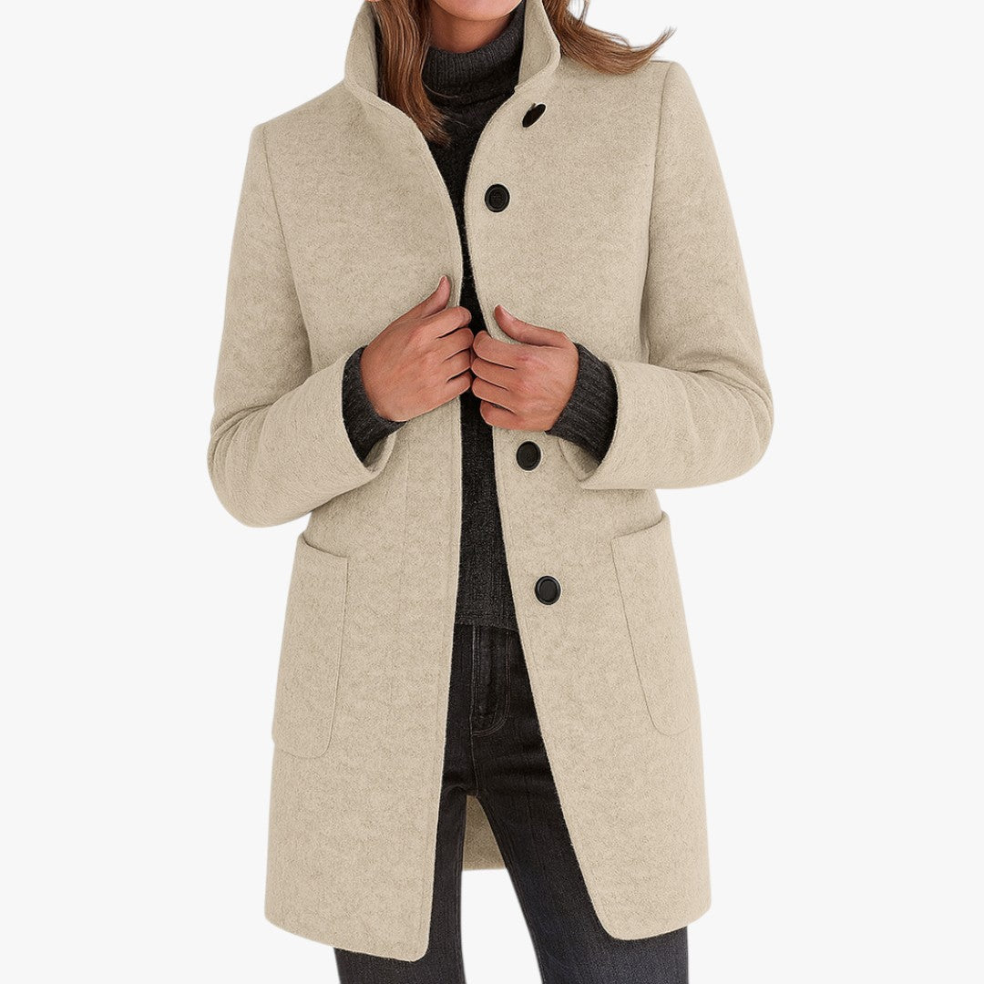 Damen Wintermantel mit Knöpfen und Taschen