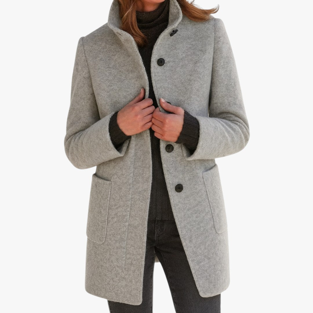 Damen Wintermantel mit Knöpfen und Taschen