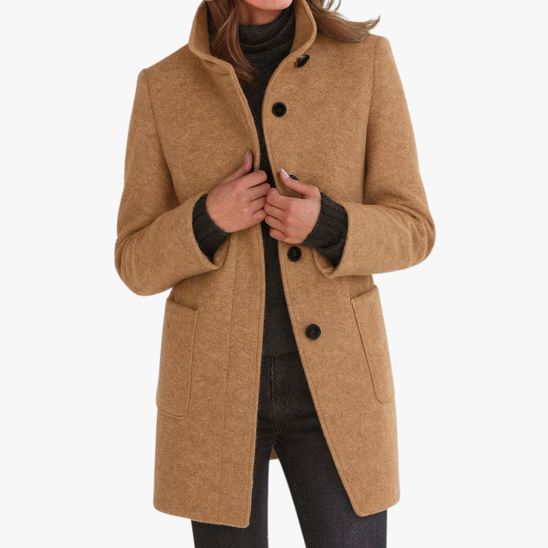 Damen Wintermantel mit Knöpfen und Taschen