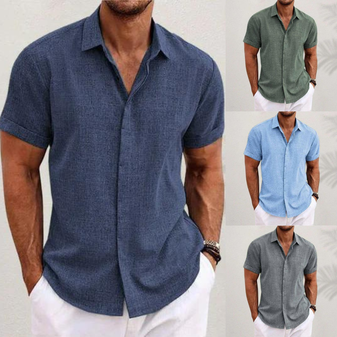 Herren Relaxed Sommer Hemd Leinen Stil