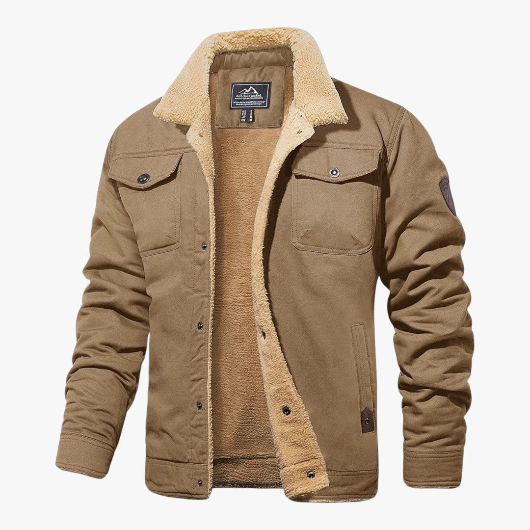 Gefütterte Herren-Winterjacke mit Druckknöpfen | Kurz