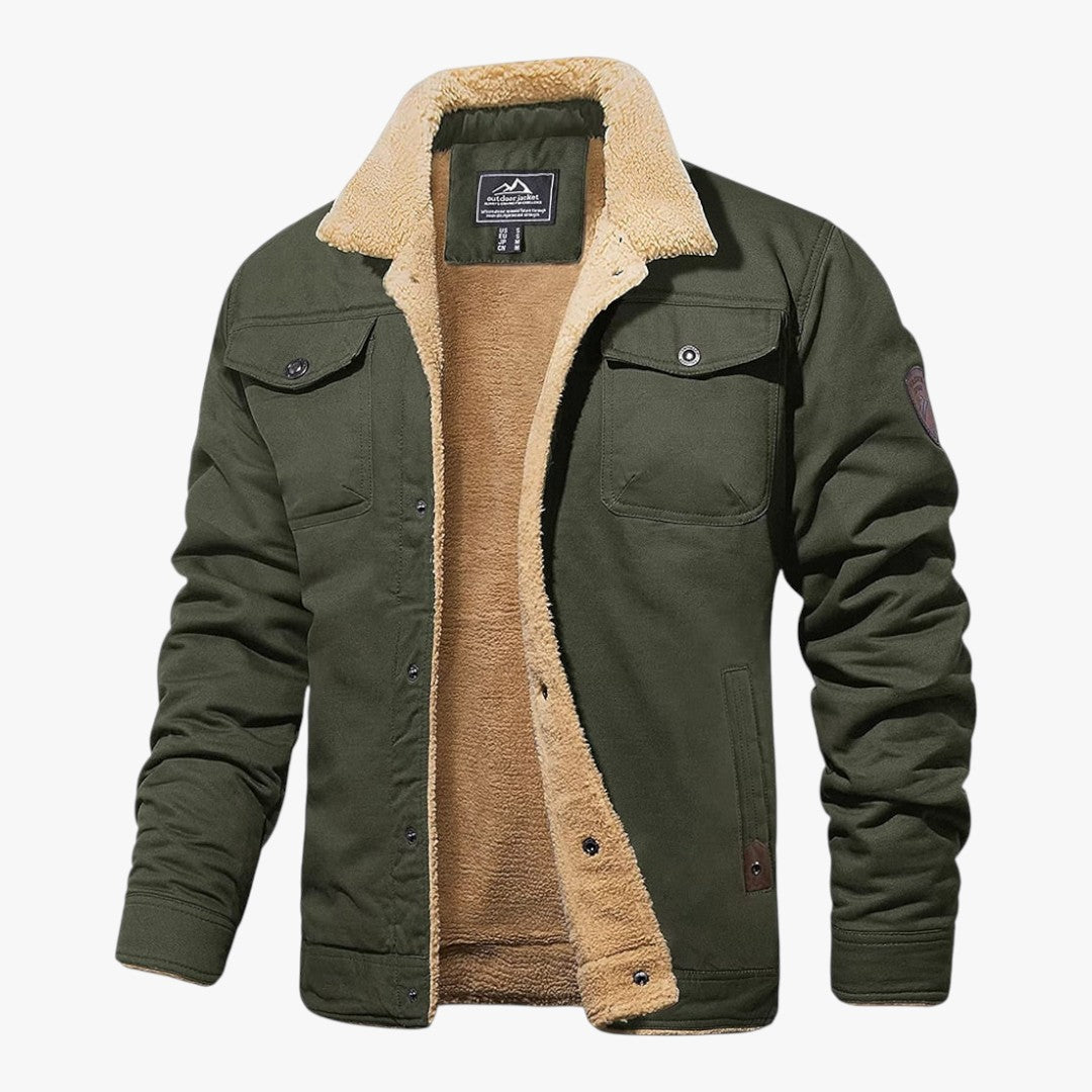 Gefütterte Herren-Winterjacke mit Druckknöpfen | Kurz