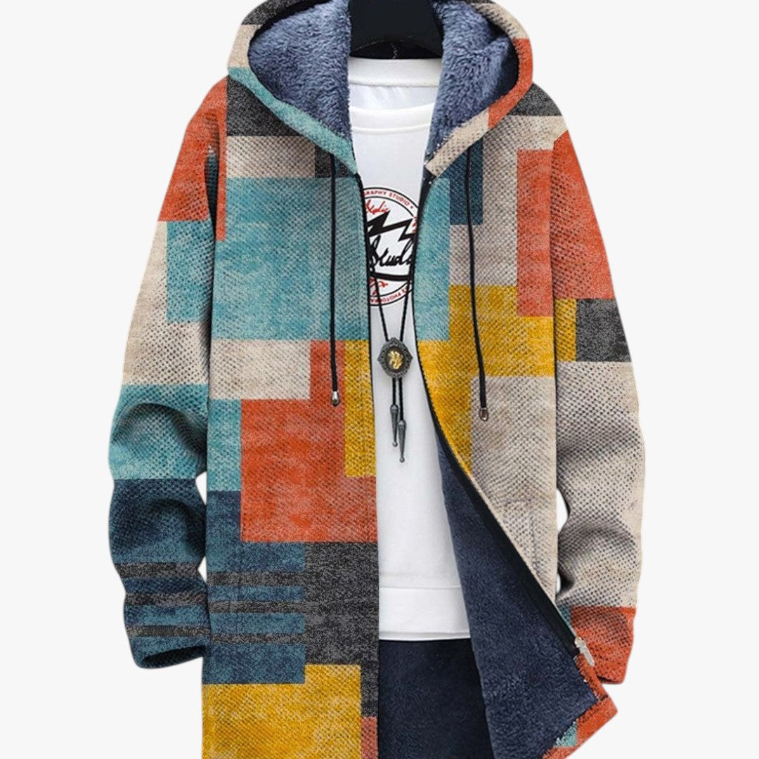 Damen gefütterte Strickjacke mit Blockmuster