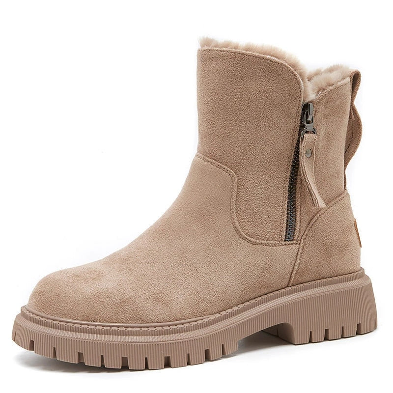Damen Winterschuhe | Stiefel Mit Elastischen Reißverschluss