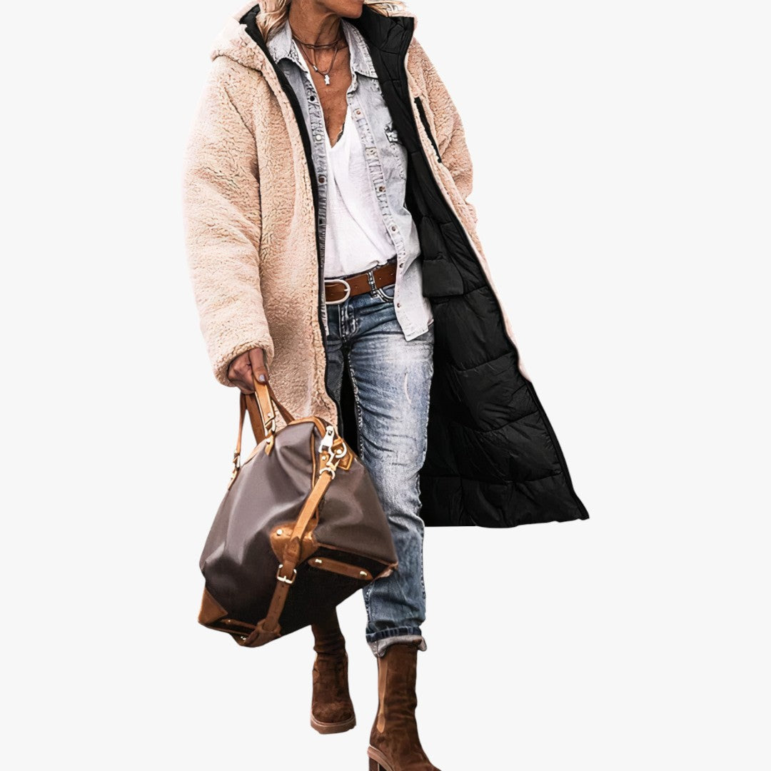Damen Winter Parka Jacke Zweiseitig Teddy | Lang