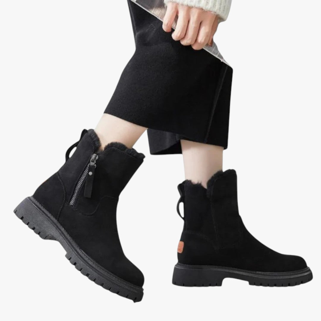 Damen Winterschuhe | Stiefel Mit Elastischen Reißverschluss
